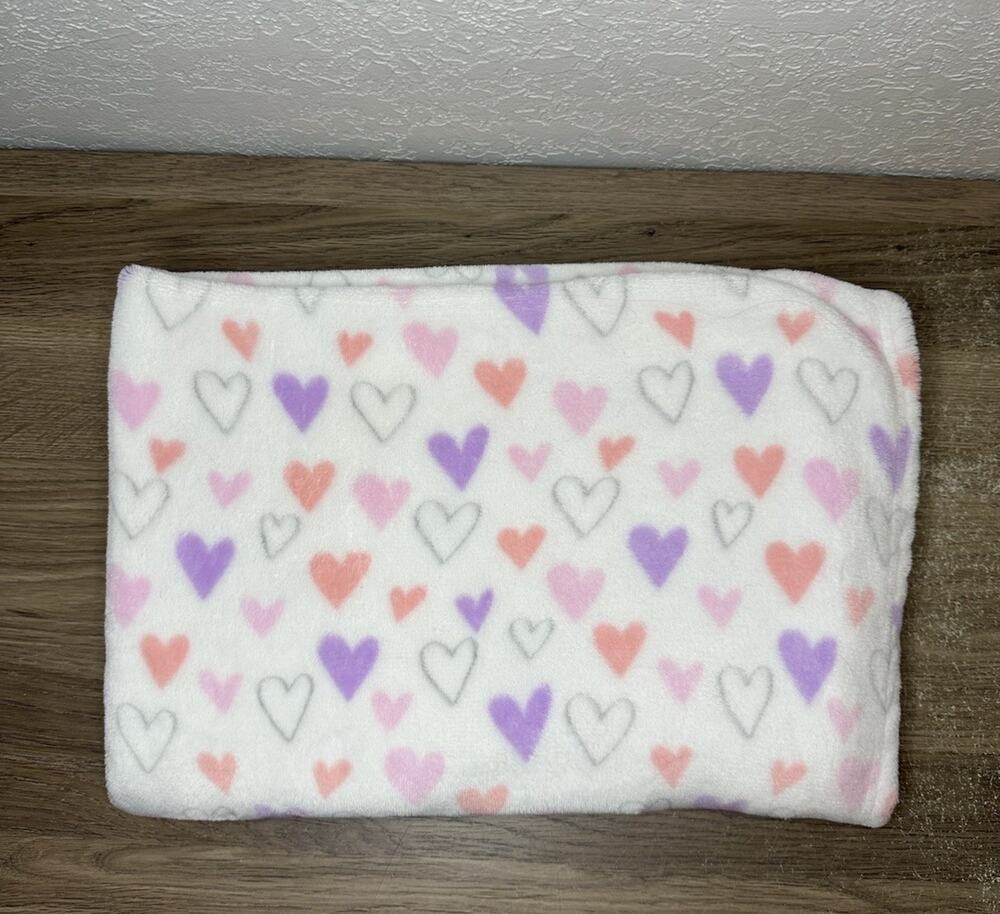 Zak & Zoey Baby Blanket Hearts Pink Purple Plush All Over Heart
